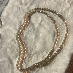 Charter Club Cream and Pink Double-Strand Necklace